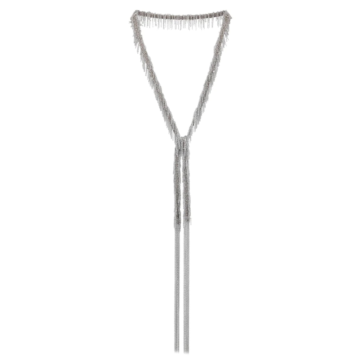 Nº 1C003 Long White Bronze Fringe Necklace