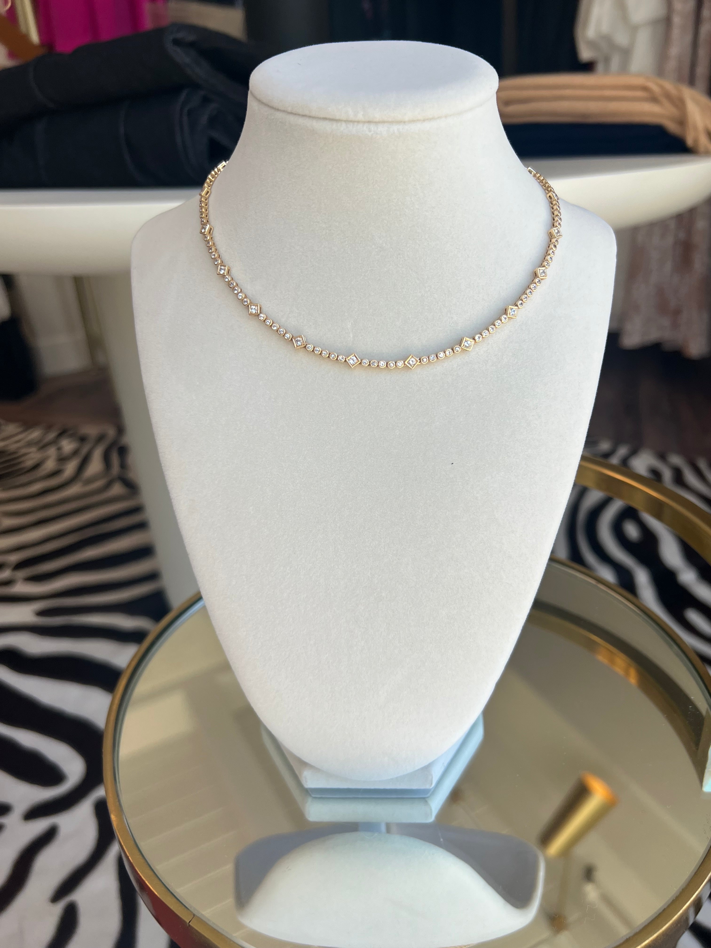 Gold Sapphire Deco Necklace