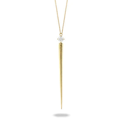 Gold Diamond Triangle Drop Necklace